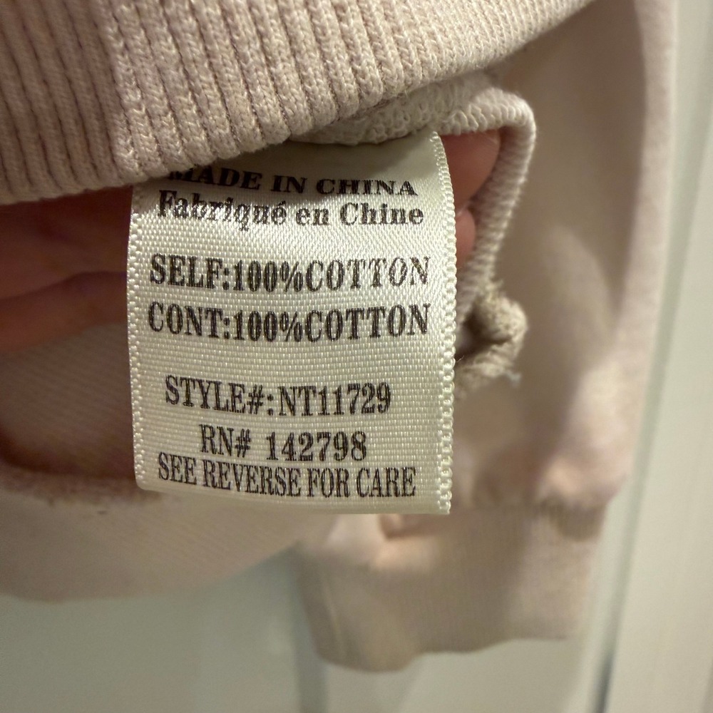 Cozy Minimalist Blush Pink Oversized Raw Seam Cotton Sweatshirt Women's M - Picture 4 of 7